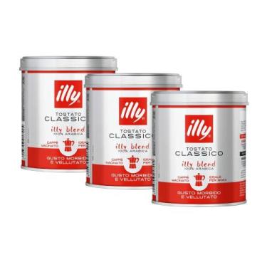 Imagem de Café Moído illy Clássico Moka 125g Kit 3 Latas, Clássico