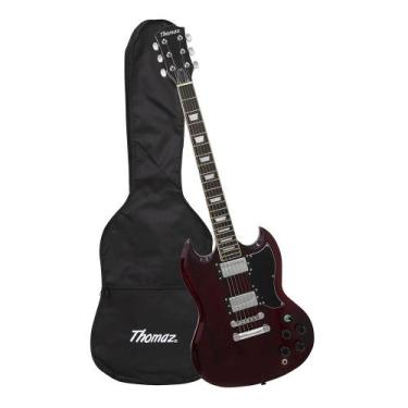 Imagem de Kit Guitarra Elétrica SG TEG 340 Vinho com Capa Thomaz