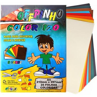 Imagem de Papel Criativo Offpinho Color A4 120g 8 Cores 25 Folhas Atóxico Massa 