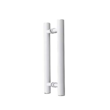 Imagem de Puxador H Tubular Duplo Porta Madeira Vidro 40cm Branco - ALESE