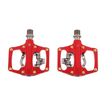 Imagem de Pedal de mountain bike, pedal de plataforma dupla face antirrisco flexível de alta resistência e multiuso resistente ao desgaste com presilhas para ciclismo(Vermelho (caixa))