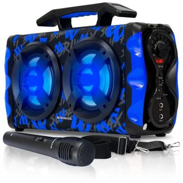 Imagem de Caixa de Som 180w Amplificada Bluetooth Mp3 Gravadora com Microfone P10 Rádio Fm Conexão Usb Cartão SD P2 (Azul)