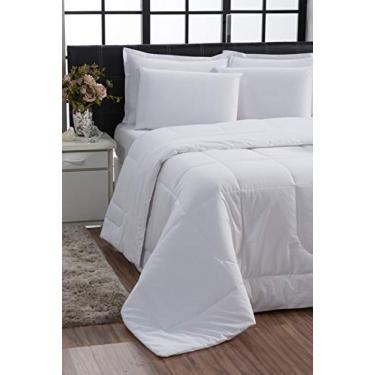 Imagem de Kit Edredom Queen Jogo de Cama 100% Algodão 200 fios (Branco)