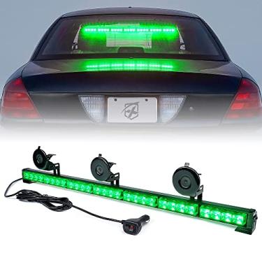 Imagem de Xprite Barra de luz estroboscópica LED verde de 31,5 polegadas, 21 padrões intermitentes com montagem em ventosa, Deck de para-brisa de segurança para veículos de construção caminhões
