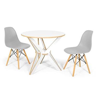 Imagem de Conjunto Mesa de Jantar Encaixe Itália 90cm com 2 Cadeiras Eames Eiffel - Cinza