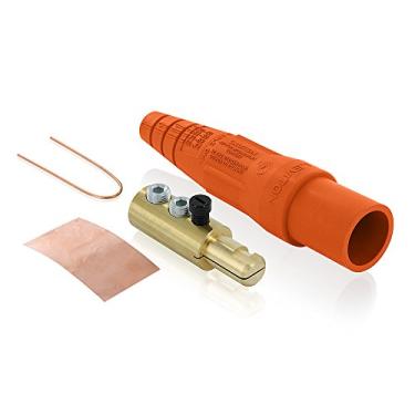 Imagem de Leviton Nariz cônico 16D24-UO série 16, contato de plugue macho, tipo cam, removível, terminação de parafuso de conjunto duplo, laranja