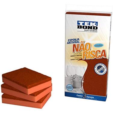Imagem de Esponja Para Limpeza Não Risca, Laranja Pack com 3, Tekbond,