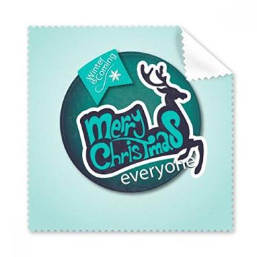 Imagem de Pano de limpeza de tela de telefone com ilustração de rena azul Merry Christmas 5 peças