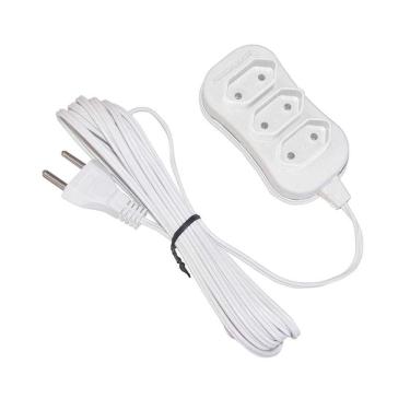 Imagem de Extensão elétrica 3 metros 3 tomadas bivolt branco Force Line Forceline