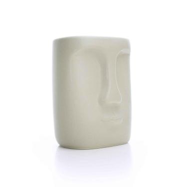 Imagem de Cachepot Em Cerâmica Rosto Cinza 17x14cm