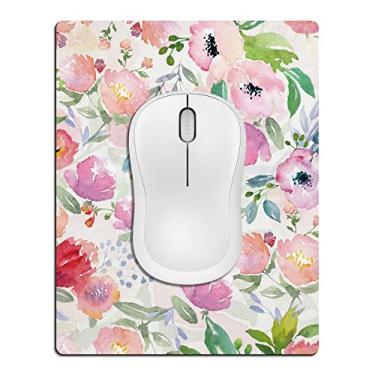 Imagem de Cyanbone Mouse pad pequeno fofo, mini mouse pads para mouse e laptop sem fio, mousepad de viagem com desenhos - mousepad colorido floral, portátil - 14 x 17 cm, decoração de mesa para mulheres
