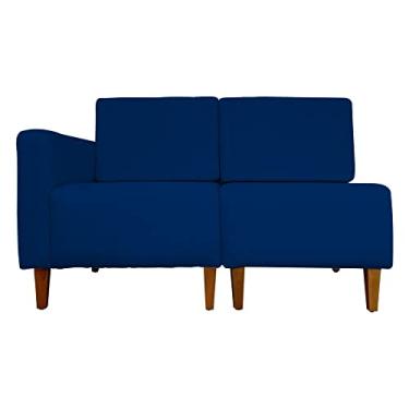 Imagem de Poltrona Decorativa Alice Lado Direito Pés Trapézio Suede Azul Marinho Escuro - DS Estofados
