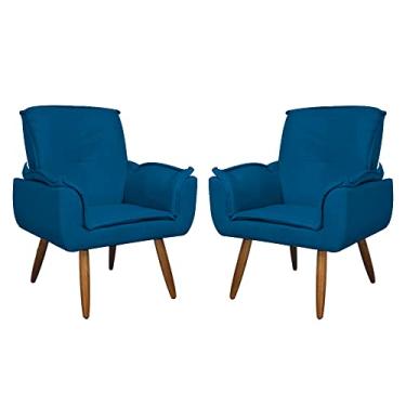 Imagem de Kit 02 Poltronas Decorativa Emília Plus Suede - Ds Estofados