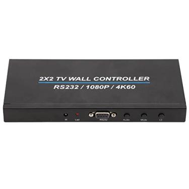 Imagem de Luqeeg Controlador de parede de vídeo 2x2, 4K HDMI 60HZ 1920x1080p 4 canais de controle de parede com controle remoto para 4 telas de emenda de TV, monitoramento de câmera de segurança, rotação de 180 graus (#1)