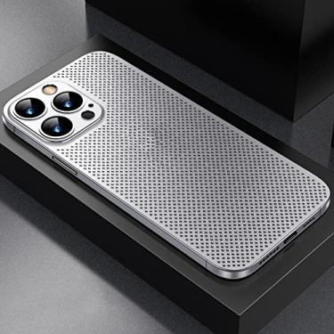 Imagem de Capa oca de malha fosca ultrafina para iPhone 13 12 Pro Max i Phone13 0,2 mm Slim Macio Duro Respirável Refrigeração Capa à Prova de Choque, Transparente, Para iPhone 12Pro Max