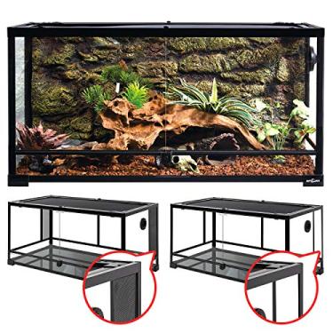 Imagem de REPTI ZOO Terrário de Vidro para Répteis 127 Litros 2 em 1 Malhas Laterais e Óculos Laterais Dobrável com Ventilação de Tela 91 cm x 45 cm x 45 cm