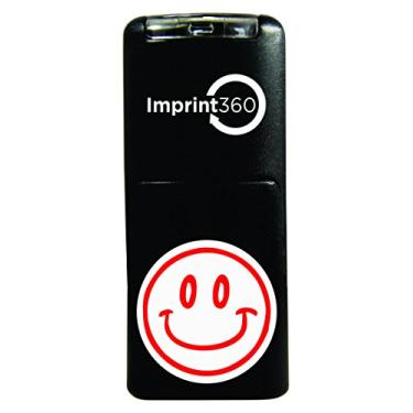Imagem de Supply360 AS-IMP2006 Samp redondo para professores - Design de rosto sorridente #2, tinta vermelha, carimbo autotintante durável, leve, área de impressão de 1,5 cm