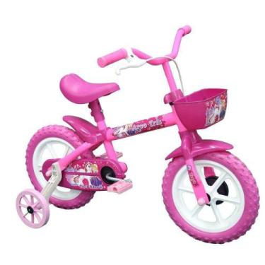 Imagem de Bicicleta Infantil Tk3 Arco-Íris Aro 12 Com Cestinha E Rodinhas - Rosa
