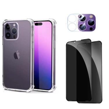 Imagem de Capa Capinha Anti Impacto + Película Privacidade Anti Espionagem + Película de Câmera Para iPhone 14 Pro Max - (Hard Glass Store)