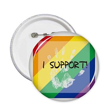 Imagem de Bandeira do arco-íris LGBT I Support Pins Badge Button Emblem Decoração Acessório 5 peças