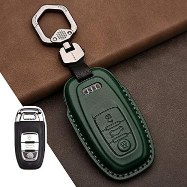 Imagem de YJADHU Capa de couro para chave de carro para Audi A3 A4 B9 A6 C8 A7 S7 4K A8 D5 S8 Q7 Q8 SQ8 E-tron 2018 2019 2020 2021 Acessórios, B, verde