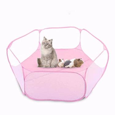 Imagem de Puppy Cage Tent Portable Foldable Pet playpen Exercise Pen Kennel Pet Playpen for Dogs Puppy Cats Rabbits Small Animals Outdoor Playing(Pink)