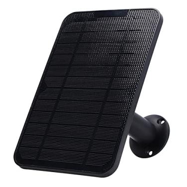 Imagem de Painel Solar de 4W para Câmera de Segurança Externa Sem Fio, à Prova D'água, Porta USB C, Energia Solar Contínua para Telefone, Vigilância, Câmera (Preto)