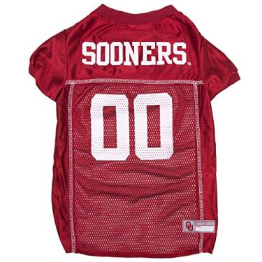 Imagem de Pets First NCAA College Oklahoma Sooners Jersey de malha para cães e gatos, tamanho médio, camiseta licenciada para cães com seu time favorito de futebol e basquete