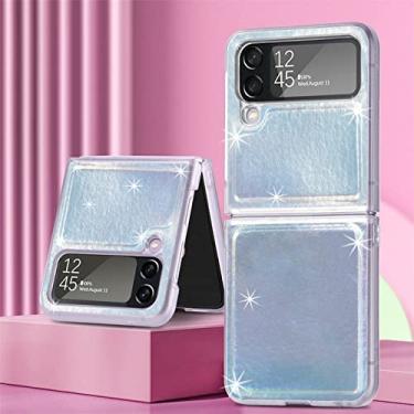 Imagem de Capa de telefone com suporte de anel de luxo brilhante para Samsung Galaxy Z Flip 4 flip4 Flip4 Capa macia de carregamento magnético sem fio, capa SilverLaser, para Samsung Z flip4