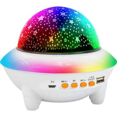 Imagem de Luminária  Projetor Estrelas Led  Bluetooth Colorido + Musica Recarreg