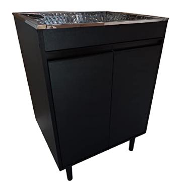 Imagem de Gabinete Black Para Lavanderia 61cm Com Tanque 46L De Inox