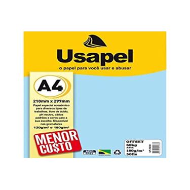 Imagem de Papel Offset, Usapel, 25038, A4, 180 Gramas, Azul, 50 Folhas