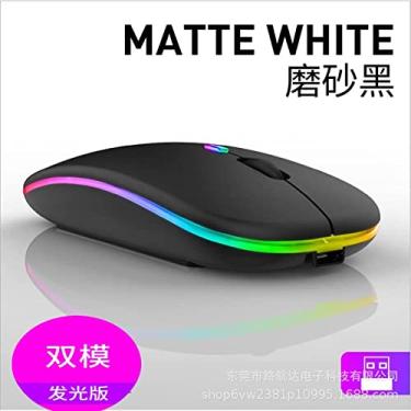 Imagem de Tempaty Bluetooth mouse sem fio de modo duplo carregamento mudo computador notebook jogo de escritório transfronteiriço mouse sem fio luminoso modo duplo luminoso - preto fosco