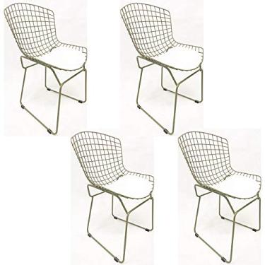 Imagem de Kit 4 Cadeiras BERTOIA cor Rato assento branco - Poltronas do Sul