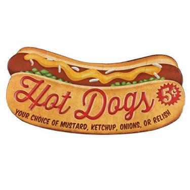 Imagem de Open Road Brands Placa de metal em relevo Hot Dogs - Placa vintage de cachorro-quente para cozinha ou caverna masculina