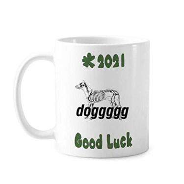 Imagem de Forma de corpo esqueleto para cachorro art déco, presente fashion boa sorte 2021 Caneca cerâmica café porcelana copo talheres