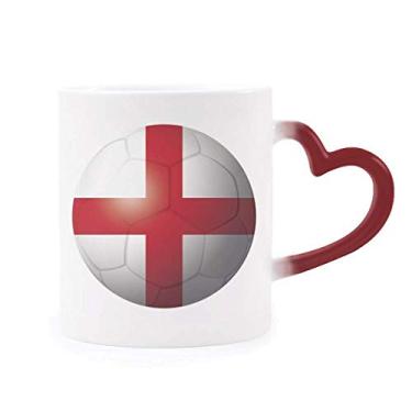 Imagem de Caneca sensível ao calor, bandeira nacional da Inglaterra, futebol americano, caneca vermelha que muda de cor