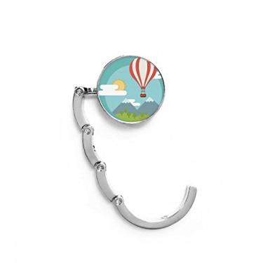 Imagem de Gancho de mesa com estampa de nuvem com balão de ar quente, gancho decorativo dobrável