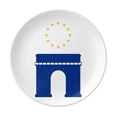 Imagem de Prato de porcelana decorativa com símbolo europeu francês do Arco do Triunfo Prato de jantar