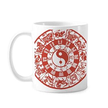 Imagem de Caneca chinesa de Taiji Diagramas do Zodíaco de Yin-yang cerâmica xícara de porcelana café louça