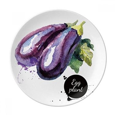 Imagem de Berinjela Vegetal, Saborosa, Prato de Aquarela Decorativo de Porcelana Salver Prato de Jantar
