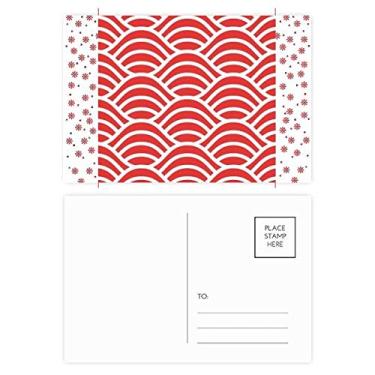 Imagem de Cartão postal de Natal com ondas brancas e vermelhas japonesas para celebração de flores e Natal