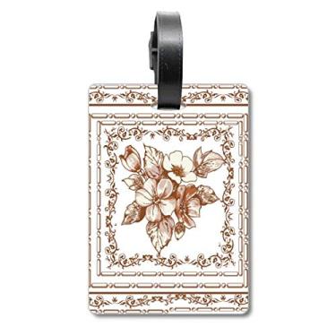 Imagem de Moldura de flor de arte barroca com padrão moderno, bolsa de mala, etiqueta para cartão de bagagem