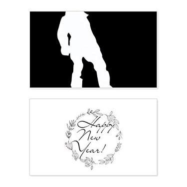 Imagem de Skateboarding Sport Black Outline Pattern New Year Festival Greeting Card Bless Message Gift