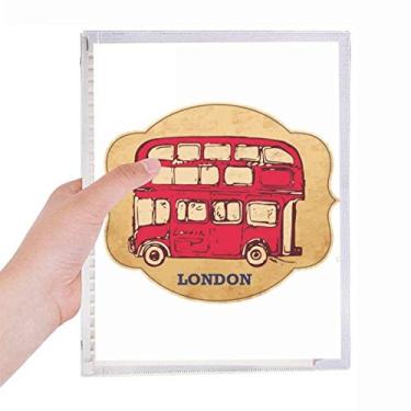 Imagem de Carimbo de Londres do Reino Unido Caderno de Ônibus Vermelho Folhas Soltas Diário Recarregável