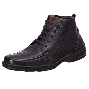 Imagem de Bota Coturno Masculino Couro Liso Macio Confortavel Ajuste Cadarço Solado Confort Tamanho:39;Cor:Preto;Gênero:Masculino;Departamento BS:Esporte