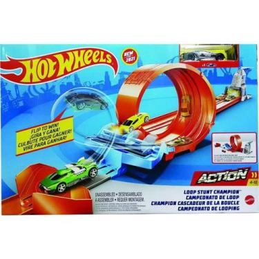 Pista Duplo Looping Brinquedo Tipo Hotwheels Pista Infantil Com Carrinho  Fricção Braskit