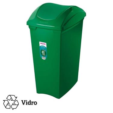 Imagem de Lixeira 40 Litros Seletiva Verde Para Vidro Cesto De Lixo Tampa Basculante - SR64/24 Sanremo