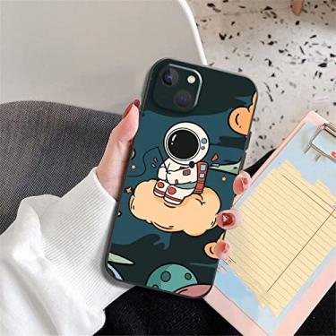 Imagem de Space Star Astronaut Cute Case For iPhone 11 13 12 Pro Max XR X XS Max 8 7 6 6S Plus soft silicone Black Phone Cover Capa,A00198,For iPhone 12 Mini