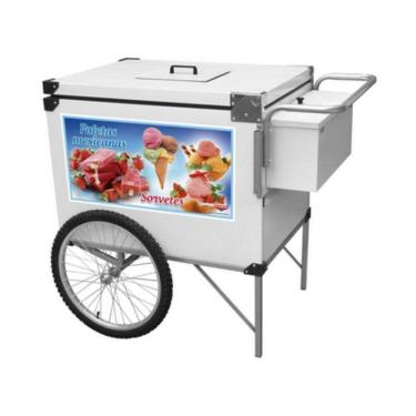 Imagem de Carrinho de Sorvetes com Placas de Gelo X e Guarda-Sol Cefaz